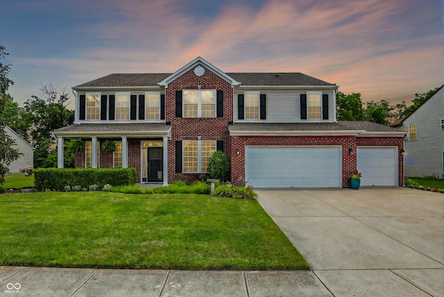 1343 Turfway Dr, Avon, IN 46123 - view of front of house featuring a front yard, driveway, and brick siding