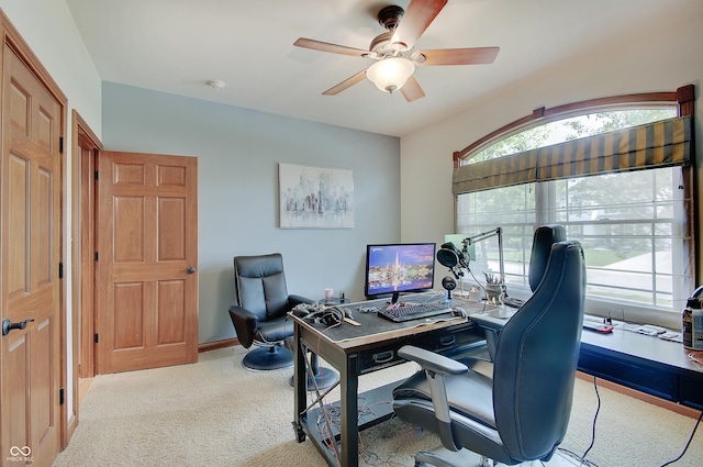 214 W Stoney Trl, Greenfield, IN 46140 - office area featuring ceiling fan and carpet