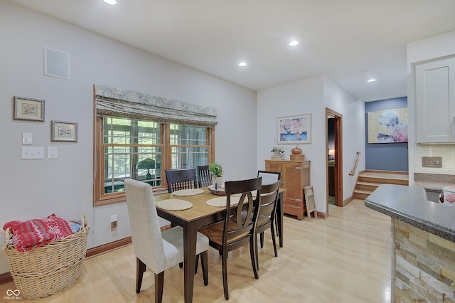 214 W Stoney Trl, Greenfield, IN 46140 - dining space with light wood finished floors and recessed lighting