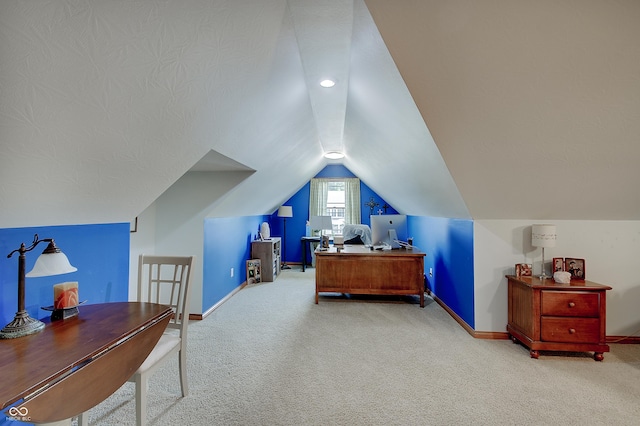 214 W Stoney Trl, Greenfield, IN 46140 - carpeted office featuring baseboards and vaulted ceiling