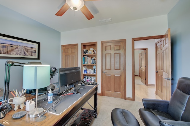 214 W Stoney Trl, Greenfield, IN 46140 - office with ceiling fan and carpet flooring