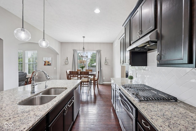 10806 Solis Cir, Fishers, IN 46038 - kitchen with appliances with stainless steel finishes, under cabinet range hood, healthy amount of natural light, arched walkways, and recessed lighting