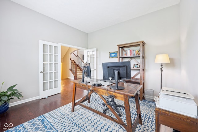 10806 Solis Cir, Fishers, IN 46038 - office area with french doors and wood finished floors