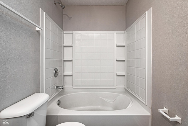 8030 Cork Bend Ln, Indianapolis, IN 46239 - full bathroom with toilet, a textured wall, and shower / washtub combination