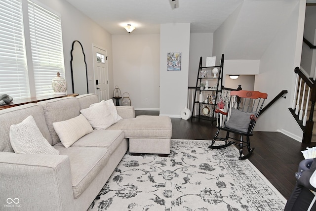 13616 Whitten Dr N, Fishers, IN 46037 - living room featuring wood finished floors and stairway
