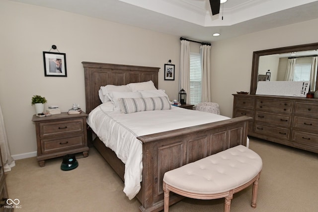 13616 Whitten Dr N, Fishers, IN 46037 - bedroom featuring light colored carpet, a ceiling fan, and ornamental molding