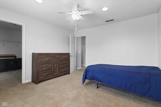 10312 Gladeview Dr, Indianapolis, IN 46239 - bedroom with light colored carpet, recessed lighting, and ceiling fan
