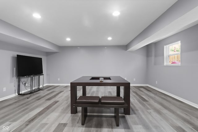 10312 Gladeview Dr, Indianapolis, IN 46239 - below grade area featuring wood finished floors and recessed lighting
