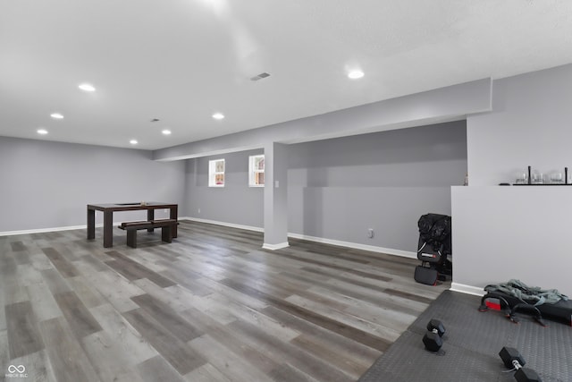 10312 Gladeview Dr, Indianapolis, IN 46239 - game room featuring recessed lighting and wood finished floors