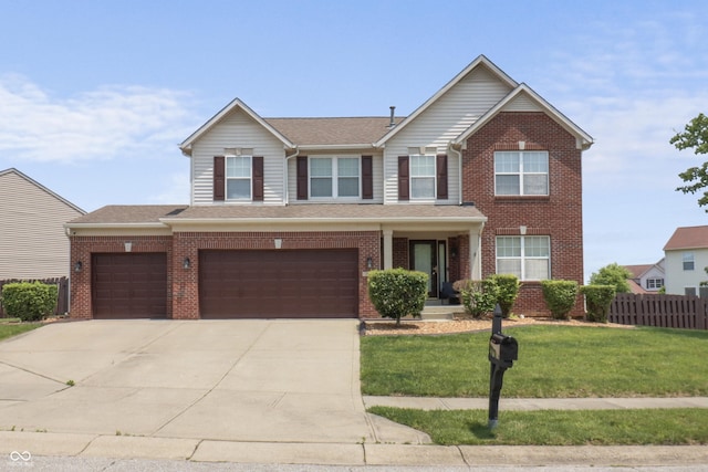 10312 Gladeview Dr, Indianapolis, IN 46239 - traditional-style house with brick siding, concrete driveway, an attached garage, and roof with shingles