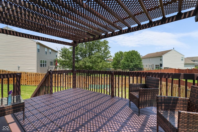 10312 Gladeview Dr, Indianapolis, IN 46239 - deck with a fenced backyard, a pergola, and a residential view