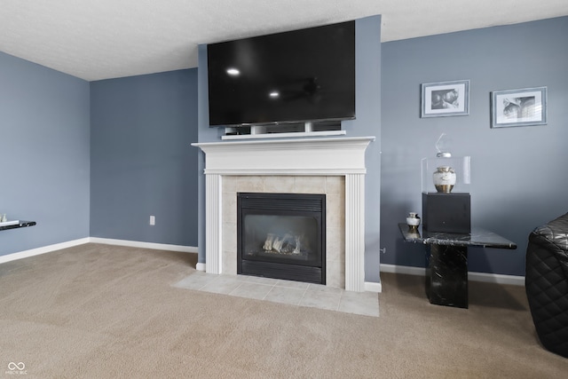 10312 Gladeview Dr, Indianapolis, IN 46239 - living area featuring carpet floors and a fireplace