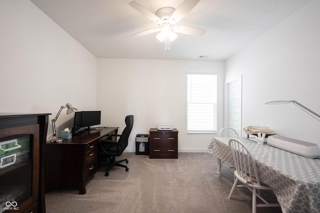 9671 Holborn Ave, Mccordsville, IN 46055 - home office with carpet flooring and ceiling fan