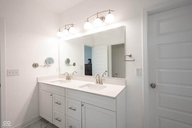 9671 Holborn Ave, Mccordsville, IN 46055 - full bath featuring marble look tile flooring and double vanity
