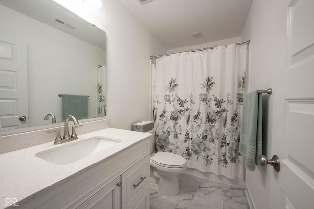 9671 Holborn Ave, Mccordsville, IN 46055 - bathroom with vanity, marble look tiles, and curtained shower