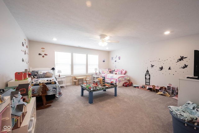 9671 Holborn Ave, Mccordsville, IN 46055 - recreation room with ceiling fan, carpet, and recessed lighting