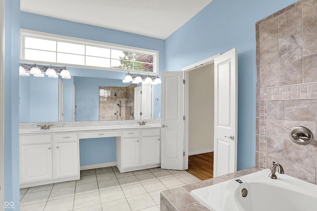 4810 Crystal River Ct, Indianapolis, IN 46240 - full bath featuring double vanity, a tub to relax in, and tile patterned flooring