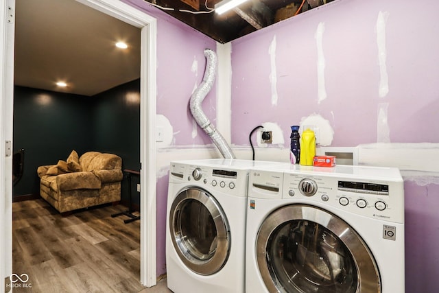 2928 Mounds Rd, Anderson, IN 46016 - laundry room with separate washer and dryer and wood finished floors