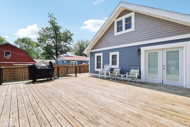 2928 Mounds Rd, Anderson, IN 46016 - deck with french doors and grilling area