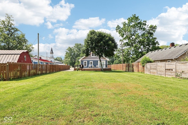 2928 Mounds Rd, Anderson, IN 46016 - fenced backyard with a wooden deck