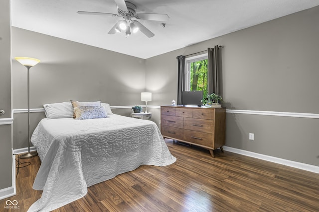 8310 Fall Creek Rd, Indianapolis, IN 46256 - bedroom featuring dark wood-style flooring and a ceiling fan