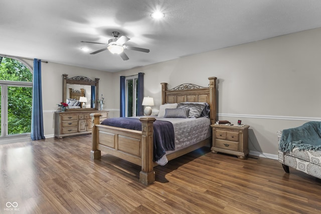 8310 Fall Creek Rd, Indianapolis, IN 46256 - bedroom with wood finished floors, recessed lighting, and ceiling fan
