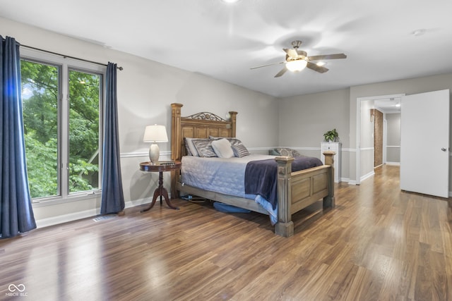 8310 Fall Creek Rd, Indianapolis, IN 46256 - bedroom featuring wood finished floors and ceiling fan