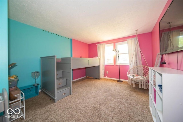 640 Shady Creek Ct, Greenwood, IN 46142 - bedroom with carpet floors, a textured ceiling, and baseboards