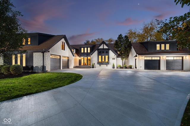 3549 W 131st St, Carmel, IN 46032 - modern farmhouse with driveway, an attached garage, and board and batten siding