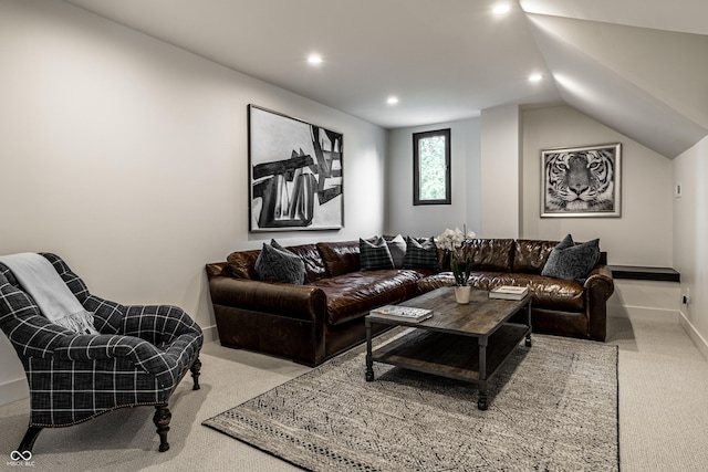 3549 W 131st St, Carmel, IN 46032 - living area featuring carpet floors, recessed lighting, and vaulted ceiling