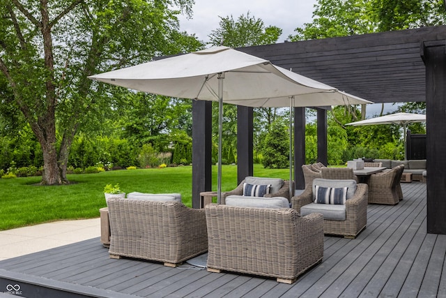 3549 W 131st St, Carmel, IN 46032 - deck with outdoor lounge area and a yard