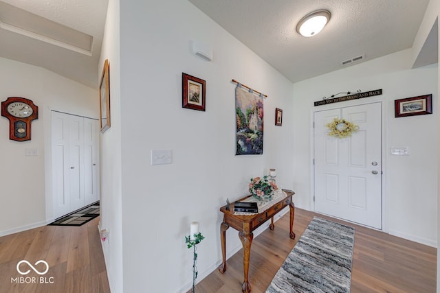 59 Manchester Dr, Trafalgar, IN 46181 - entryway with light wood-style flooring, a textured ceiling, and baseboards