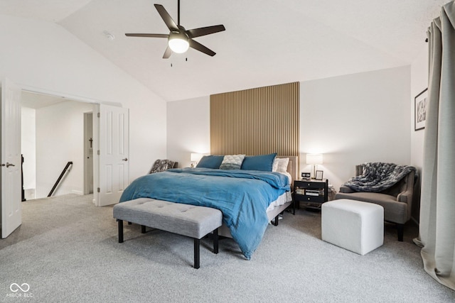 1345 Lewiston Dr, Westfield, IN 46074 - carpeted bedroom featuring vaulted ceiling and ceiling fan