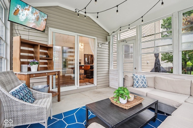 1345 Lewiston Dr, Westfield, IN 46074 - sunroom / solarium featuring lofted ceiling and outdoor lounge area