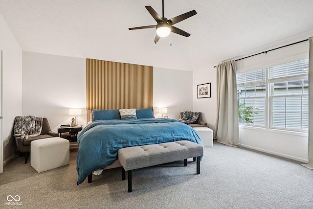 1345 Lewiston Dr, Westfield, IN 46074 - carpeted bedroom with vaulted ceiling and ceiling fan