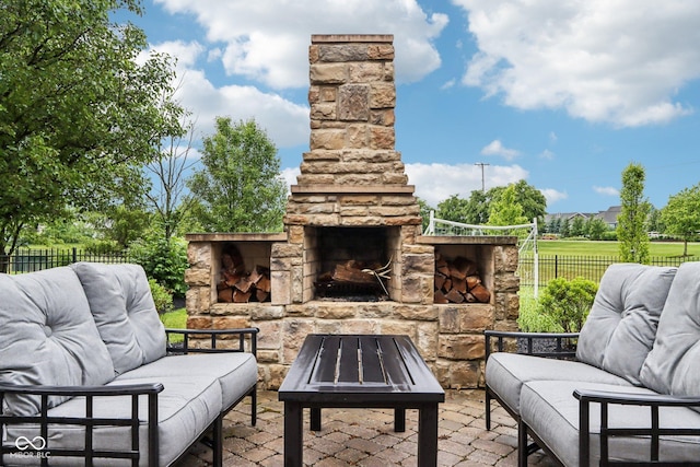 1345 Lewiston Dr, Westfield, IN 46074 - view of patio / terrace featuring an outdoor living space with a fireplace
