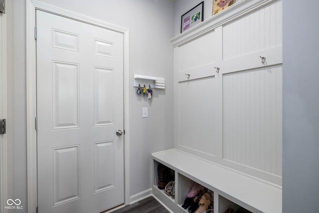 14110 Bay Willow Dr, Fishers, IN 46037 - mudroom with baseboards and dark wood-type flooring