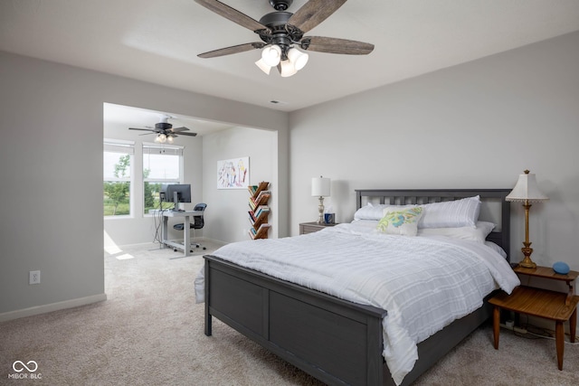 14110 Bay Willow Dr, Fishers, IN 46037 - bedroom with light carpet, an office area, and ceiling fan