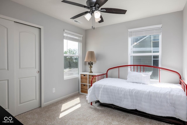 14110 Bay Willow Dr, Fishers, IN 46037 - carpeted bedroom featuring baseboards and ceiling fan