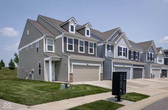 14110 Bay Willow Dr, Fishers, IN 46037 - view of property featuring an attached garage, driveway, a front lawn, and a shingled roof