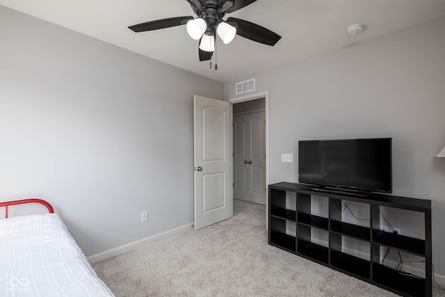14110 Bay Willow Dr, Fishers, IN 46037 - carpeted bedroom with baseboards and ceiling fan