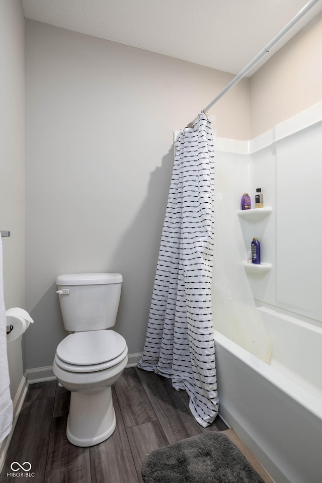 14110 Bay Willow Dr, Fishers, IN 46037 - full bathroom with shower / tub combo with curtain and wood finished floors