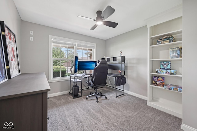 3571 S Cedar Creek Ln, New Palestine, IN 46163 - office area featuring carpet and ceiling fan