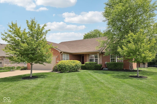 3571 S Cedar Creek Ln, New Palestine, IN 46163 - view of front of home featuring brick siding, driveway, an attached garage, and roof with shingles
