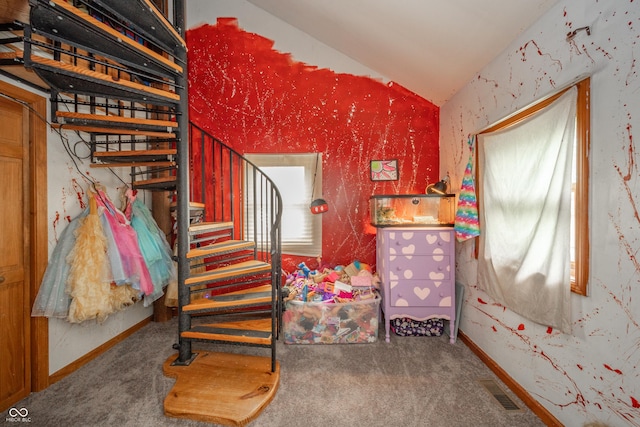 450 Columbia Ave, Tipton, IN 46072 - stairs featuring carpet and lofted ceiling