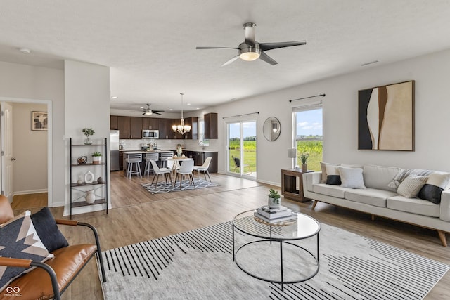 10112 Gallop Ln, Fishers, IN 46040 - living room with a ceiling fan and light wood-type flooring