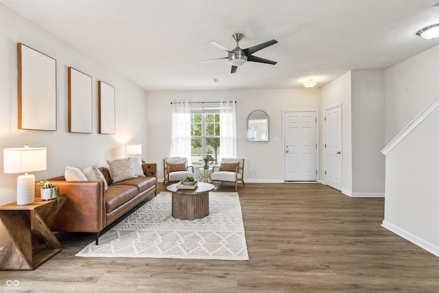 10112 Gallop Ln, Fishers, IN 46040 - living room with a ceiling fan and wood finished floors