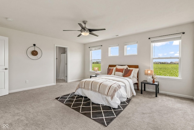 10112 Gallop Ln, Fishers, IN 46040 - carpeted bedroom with multiple windows and ceiling fan