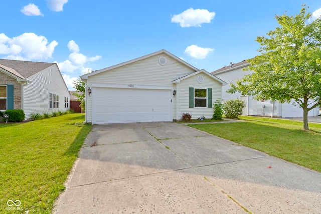 3423 Summer Breeze Cir, Indianapolis, IN 46239 - view of front of home featuring an attached garage, a front lawn, and driveway