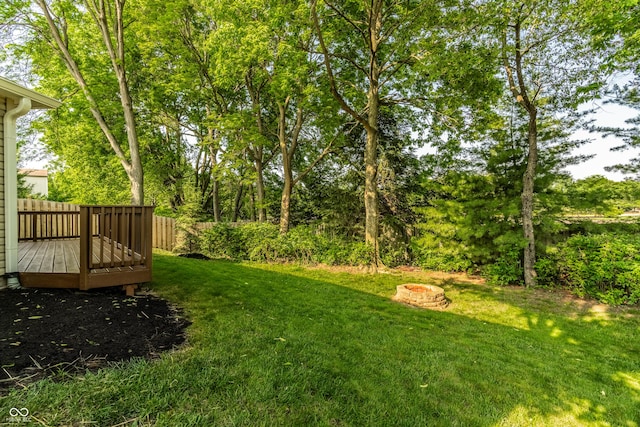 10216 Hatherley Way, Fishers, IN 46037 - view of green lawn with a deck and a fire pit